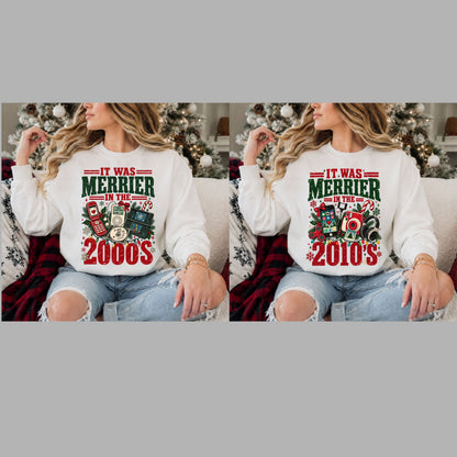 It Was Merrier in the Decades PNG Bundle | 20s–2010s Retro Christmas Designs | 10 Digital PNG Files | Vintage Holiday Shirt Graphics