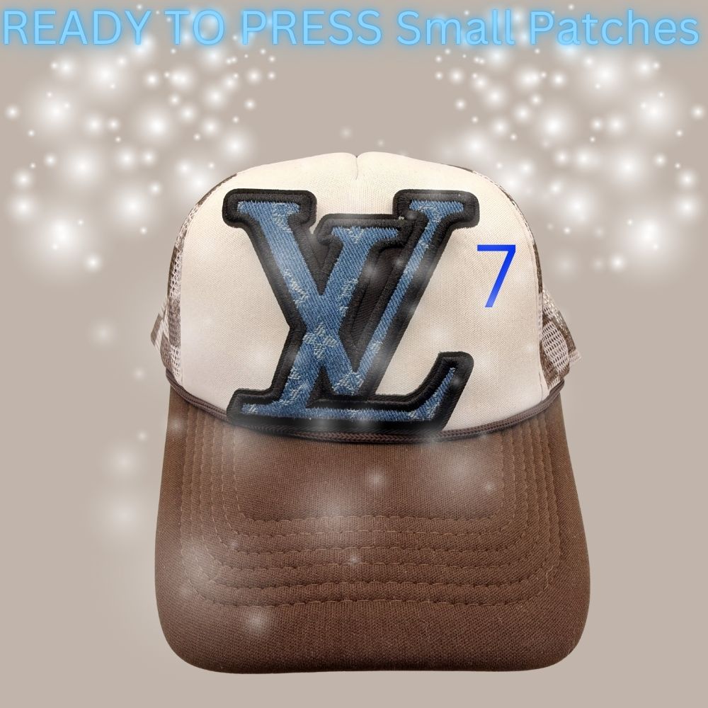 Designer-Inspired Monogram & Icon Patches – Embroidered Ready-to-Press Appliqués for Trucker Hats & Apparel (13 Styles)