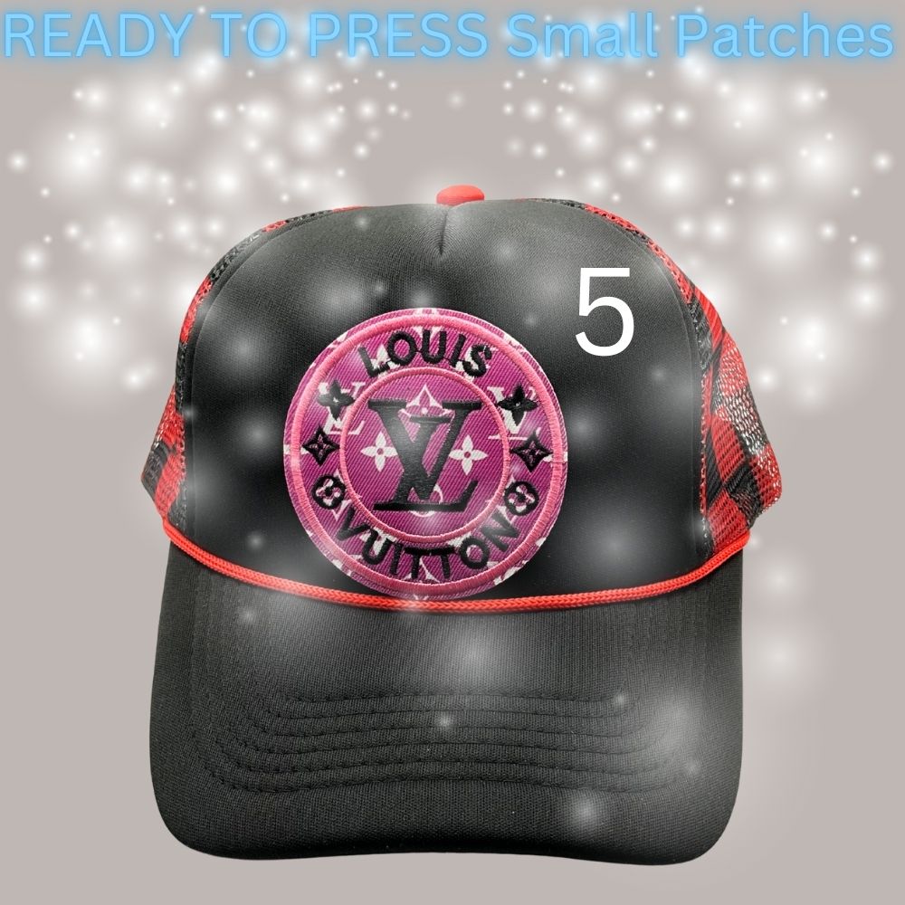 Designer-Inspired Embroidered Circle & Wreath Patches – Ready to Press | Small Hat/Cap Appliqués