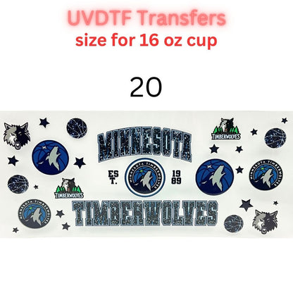 Pro Basketball City Team Inspired Wraps | UVDTF 16oz Glass Can Transfer | Pro Hoops Fan Cup Decals | Game Day Tumbler Wrap