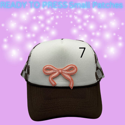 ✨ Ready to Press Small Bow Patches – Heat Transfer Embroidered Bows (10 Color Options)