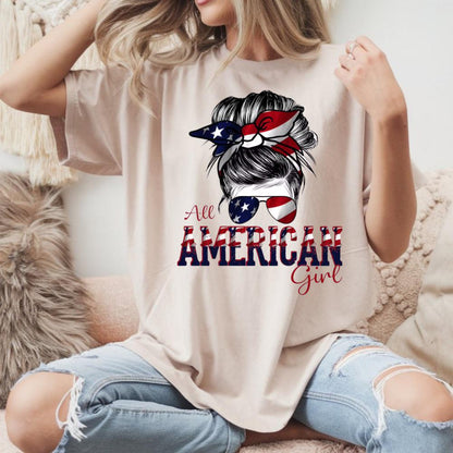 All American Girl DTF Transfer – 4th of July Ready to Press Heat Transfer