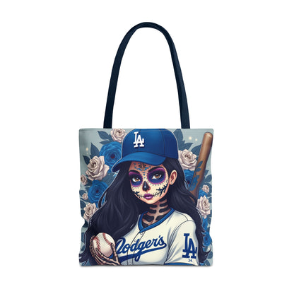 Sugar Skull Baseball Tote Bag, Unique Tote for Sports Fans, Day of the Dead Inspired, Stylish Shopping Bag, Gift for Her