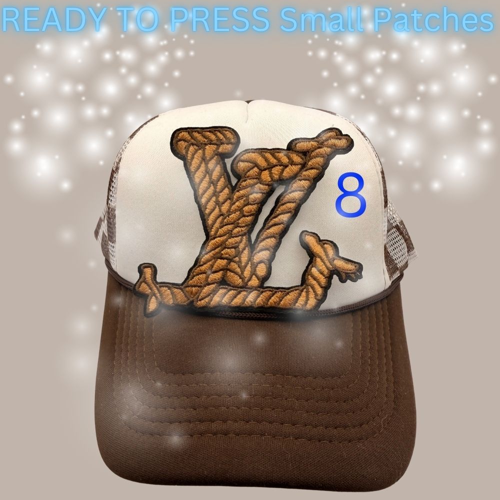 Designer-Inspired Monogram & Icon Patches – Embroidered Ready-to-Press Appliqués for Trucker Hats & Apparel (13 Styles)