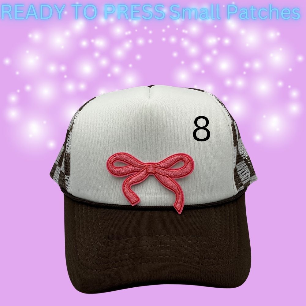 ✨ Ready to Press Small Bow Patches – Heat Transfer Embroidered Bows (10 Color Options)