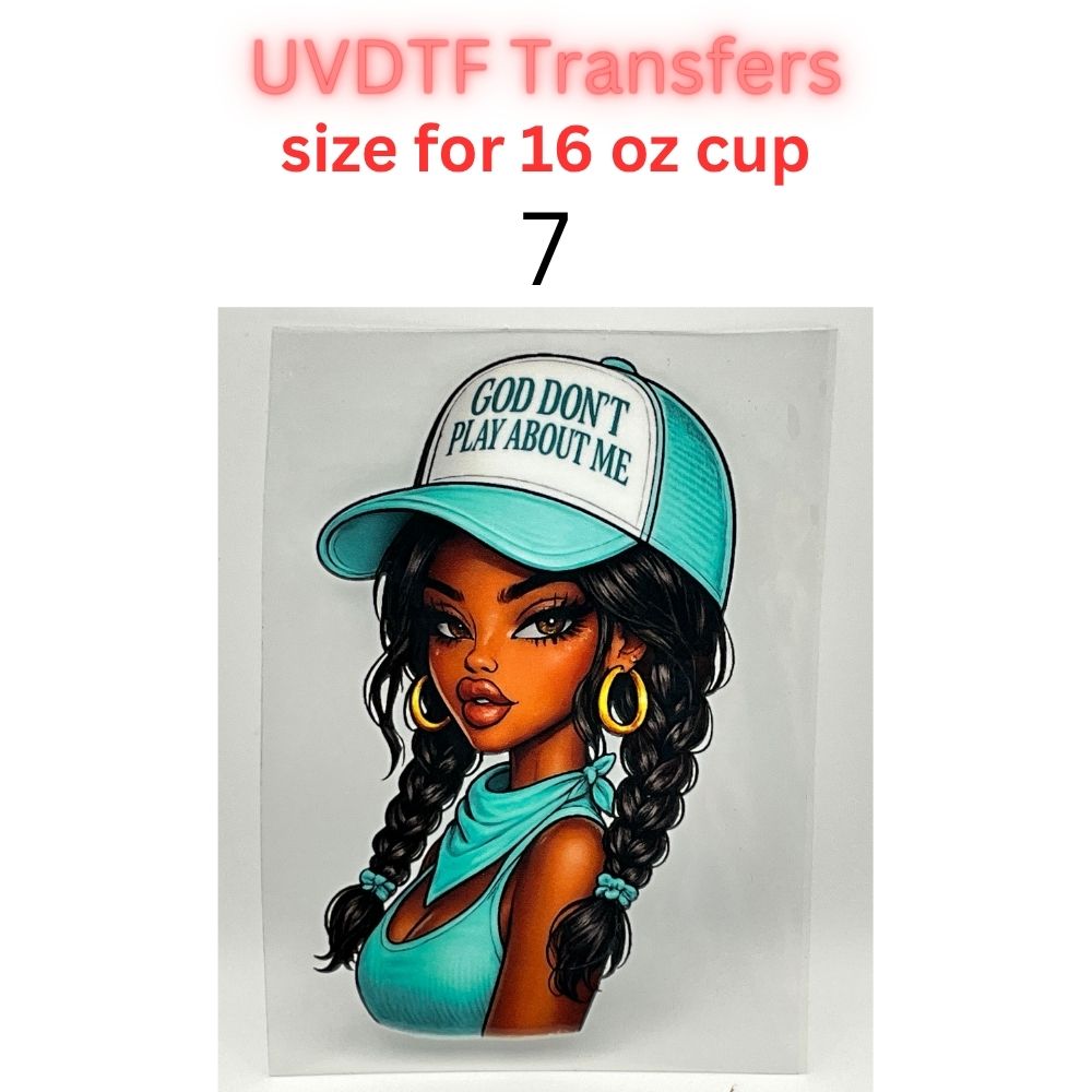 Western Cowgirl UV DTF Transfers for 16 oz Cups | God Don’t Play About Me | Ready to Apply Cup Decals