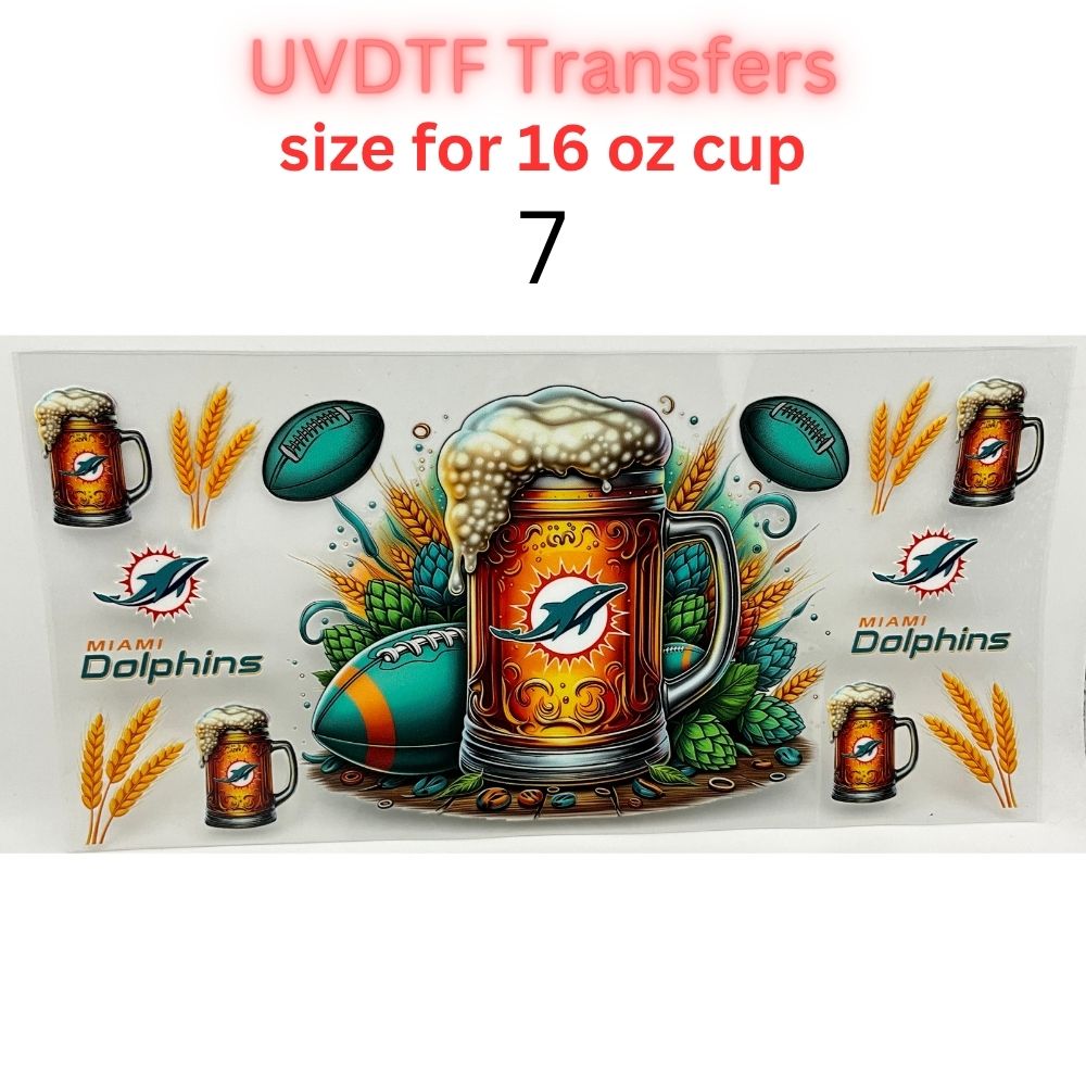 Football Beer Mug UV DTF Transfers for 16 oz Cups | Game Day Football Cup Decals | Ready to Apply
