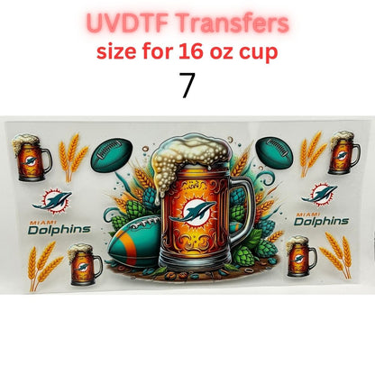 Football Beer Mug UV DTF Transfers for 16 oz Cups | Game Day Football Cup Decals | Ready to Apply