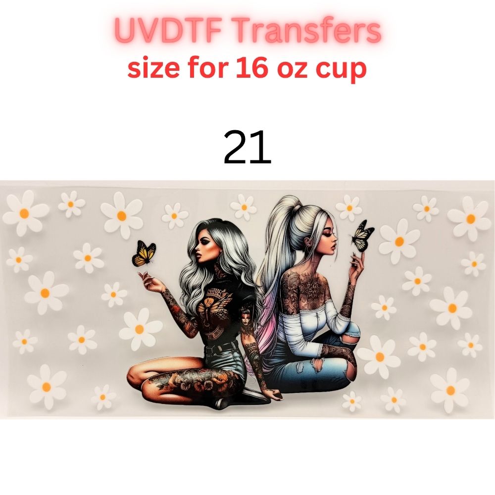 Edgy UVDTF Cup Wrap | 16oz Glass Can Transfer | Funny Quotes Aesthetic Wrap | Butterfly Skull Floral Designs | Trendy Tumbler Decal