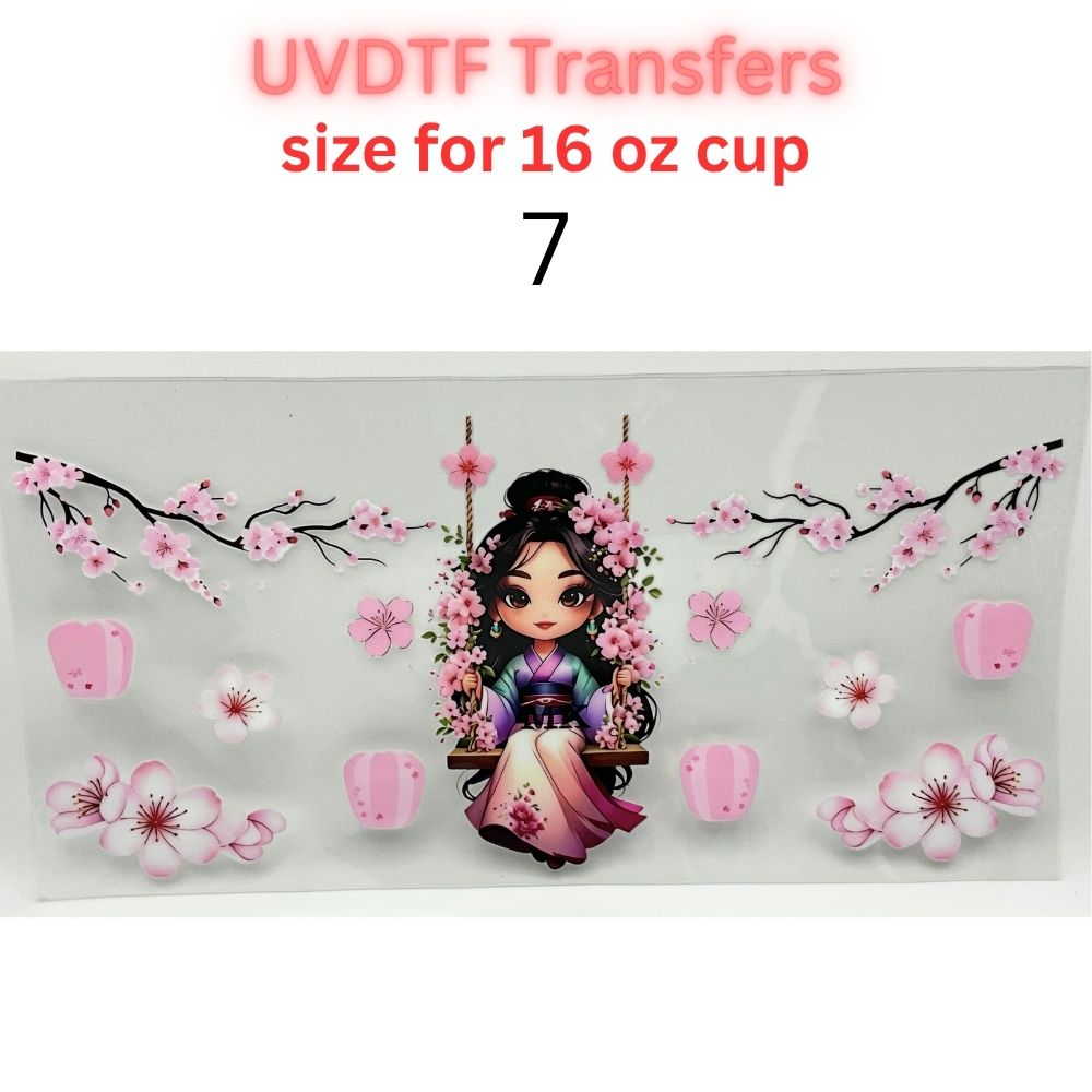 Whimsical Fairytale Girl UV DTF Cup Wrap | 16 oz Glass Can Transfer | Floral Princess-Inspired Designs | Choose 1–11