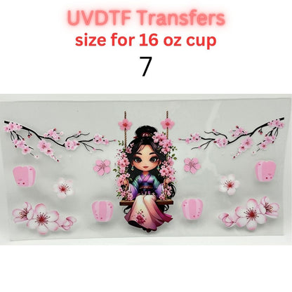 Whimsical Fairytale Girl UV DTF Cup Wrap | 16 oz Glass Can Transfer | Floral Princess-Inspired Designs | Choose 1–11