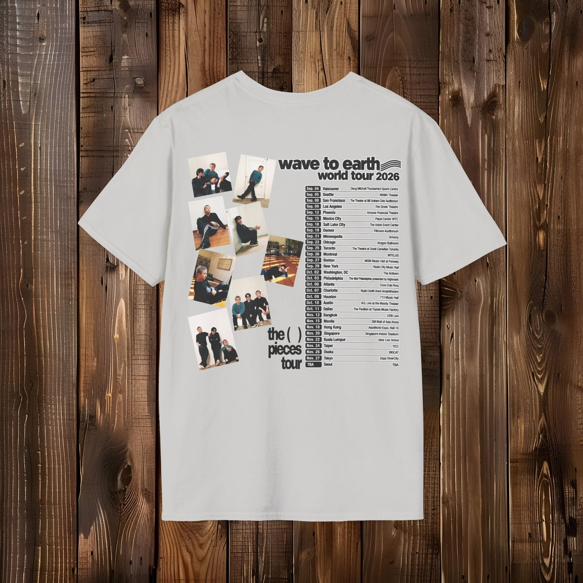 Wave to Earth World Tour 2026 T-Shirt — Band Tour Tee with Tour Dates & Photo Collage