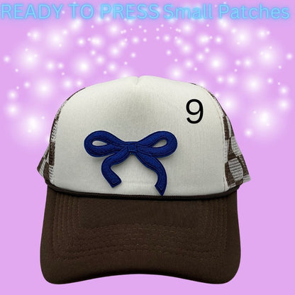 ✨ Ready to Press Small Bow Patches – Heat Transfer Embroidered Bows (10 Color Options)