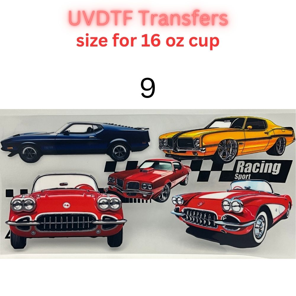 Classic & Vintage Car UV DTF Cup Transfers – 16 oz