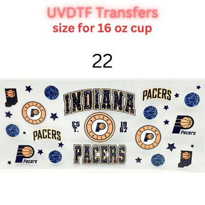 Pro Basketball City Team Inspired Wraps | UVDTF 16oz Glass Can Transfer | Pro Hoops Fan Cup Decals | Game Day Tumbler Wrap