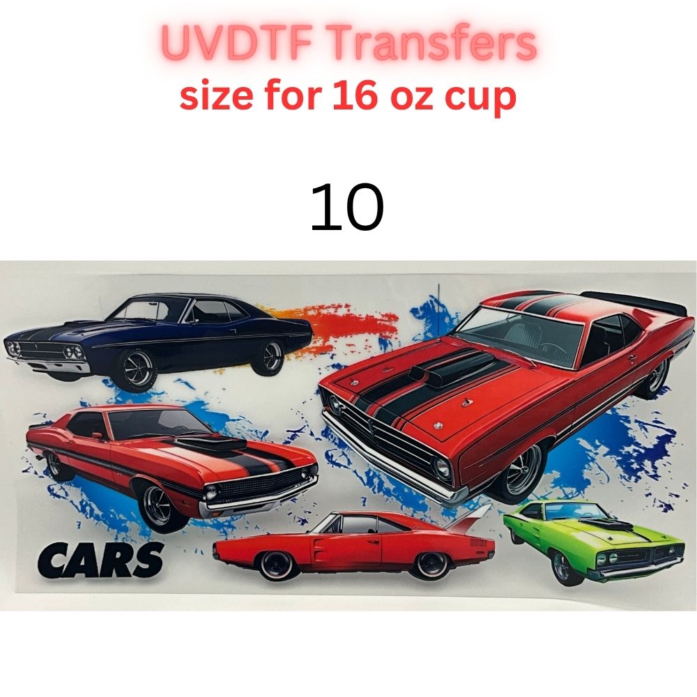 Classic & Vintage Car UV DTF Cup Transfers – 16 oz