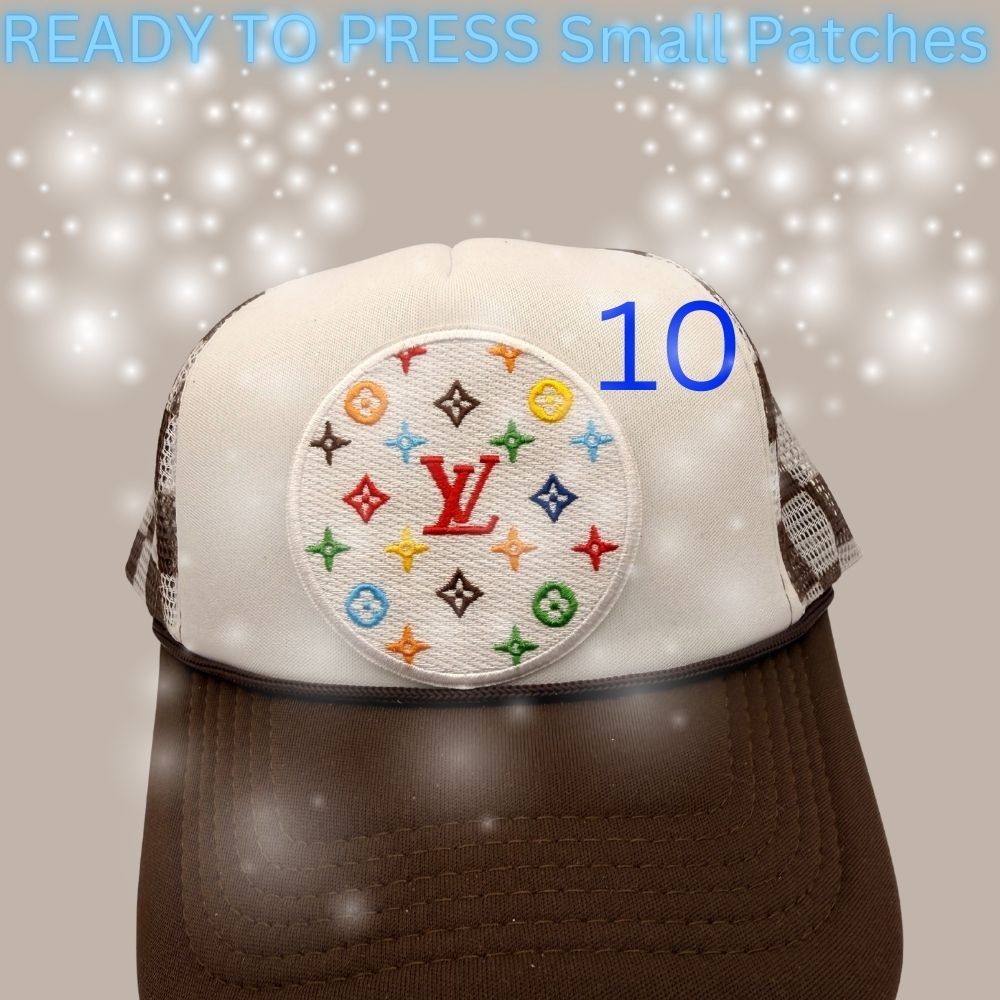 Designer-Inspired Monogram & Icon Patches – Embroidered Ready-to-Press Appliqués for Trucker Hats & Apparel (13 Styles)