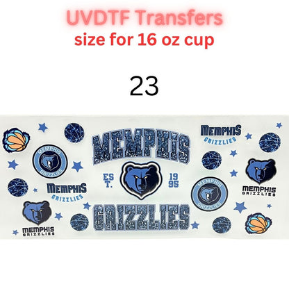 Pro Basketball City Team Inspired Wraps | UVDTF 16oz Glass Can Transfer | Pro Hoops Fan Cup Decals | Game Day Tumbler Wrap