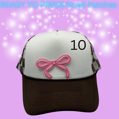 ✨ Ready to Press Small Bow Patches – Heat Transfer Embroidered Bows (10 Color Options)