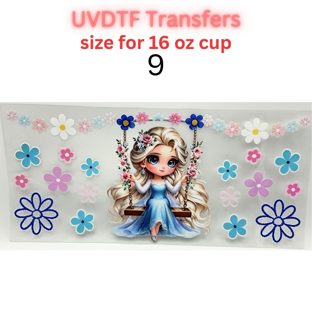 Whimsical Fairytale Girl UV DTF Cup Wrap | 16 oz Glass Can Transfer | Floral Princess-Inspired Designs | Choose 1–11