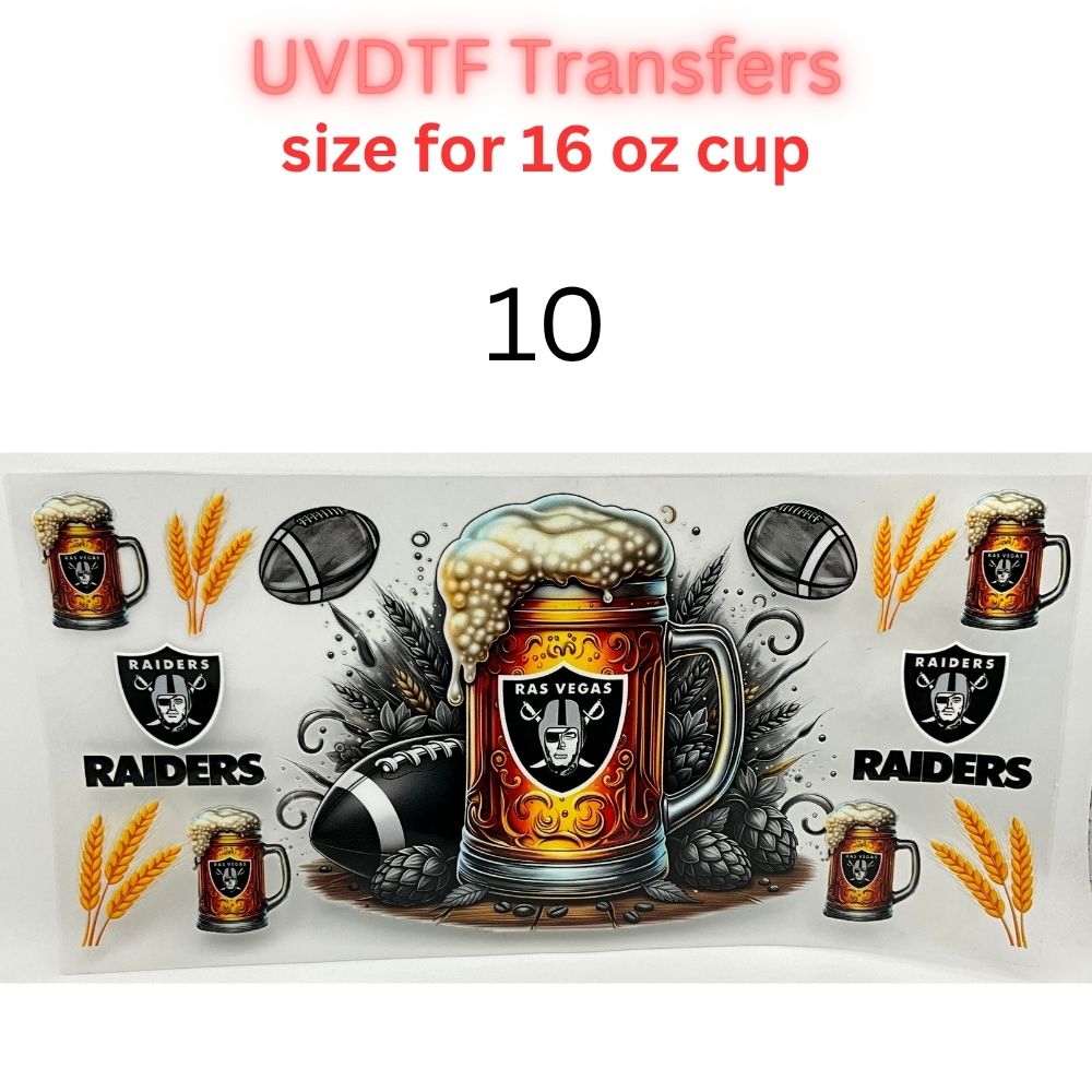 Football Beer Mug UV DTF Transfers for 16 oz Cups | Game Day Football Cup Decals | Ready to Apply