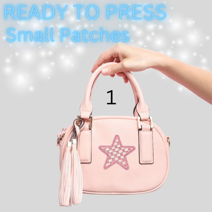 Star Iron-On Patch | Glitter Checkered Star Patch | Heat Transfer Embroidered Patch | Small Fashion Patch for Bags, Hats & Clothing
