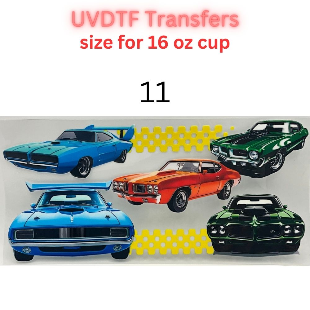 Classic & Vintage Car UV DTF Cup Transfers – 16 oz