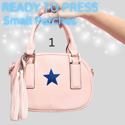 Glitter Star Iron-On Patch | Small Sparkle Star Patch | Heat Transfer Patch for Bags, Hats & Clothing | 16 Color Options