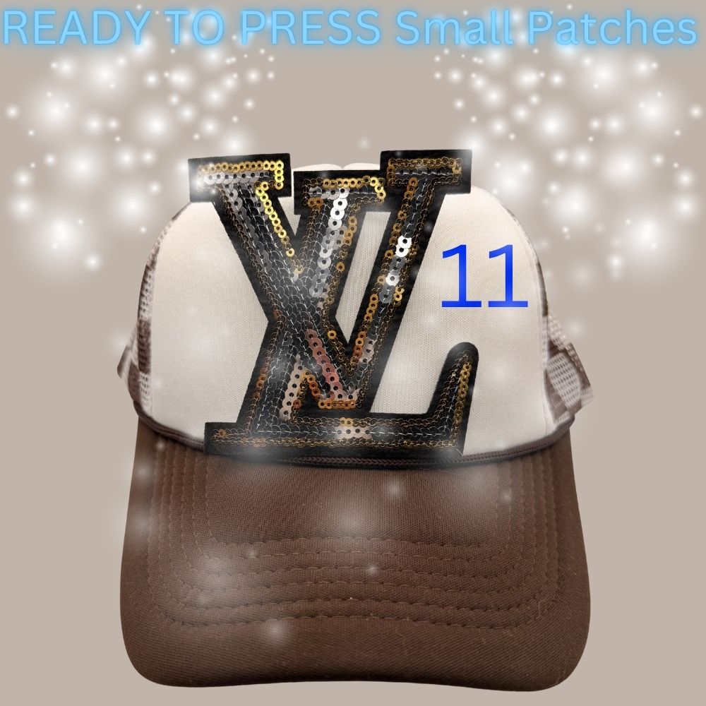 Designer-Inspired Monogram & Icon Patches – Embroidered Ready-to-Press Appliqués for Trucker Hats & Apparel (13 Styles)