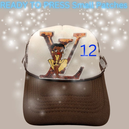 Designer-Inspired Monogram & Icon Patches – Embroidered Ready-to-Press Appliqués for Trucker Hats & Apparel (13 Styles)