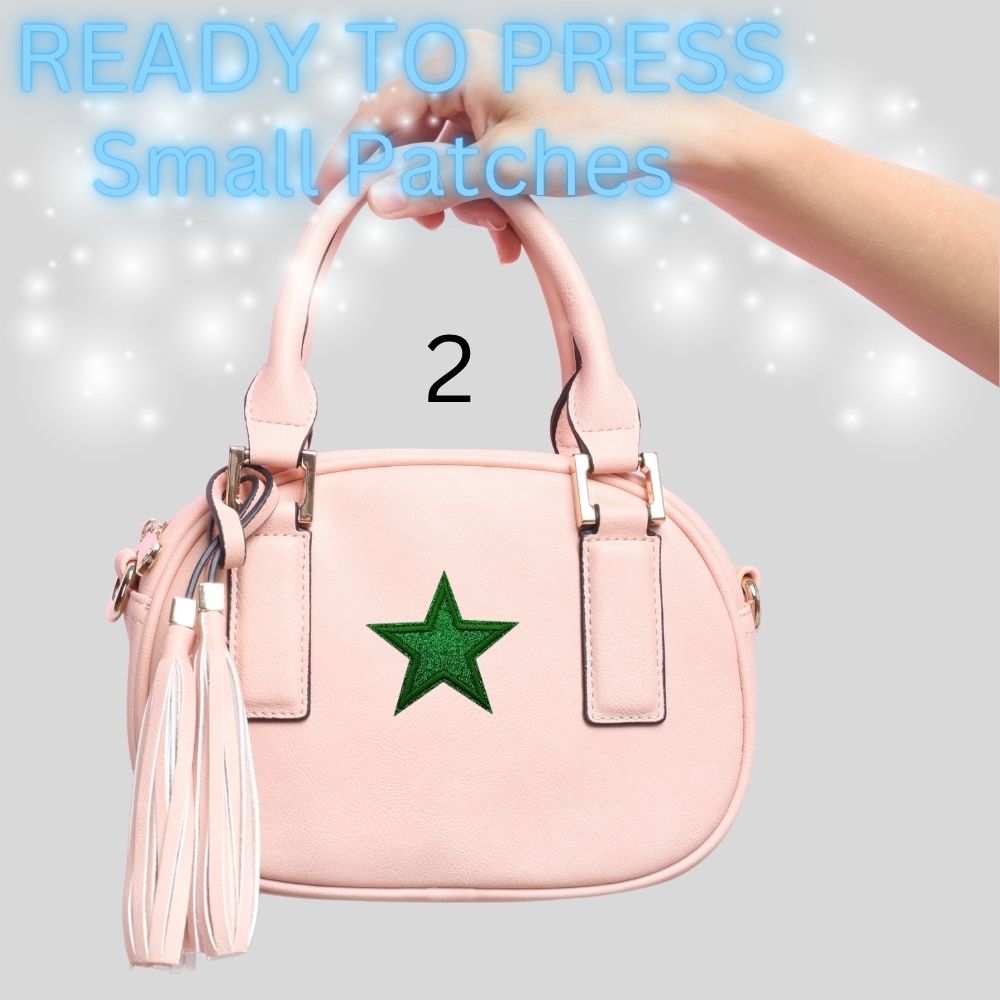 Glitter Star Iron-On Patch | Small Sparkle Star Patch | Heat Transfer Patch for Bags, Hats & Clothing | 16 Color Options