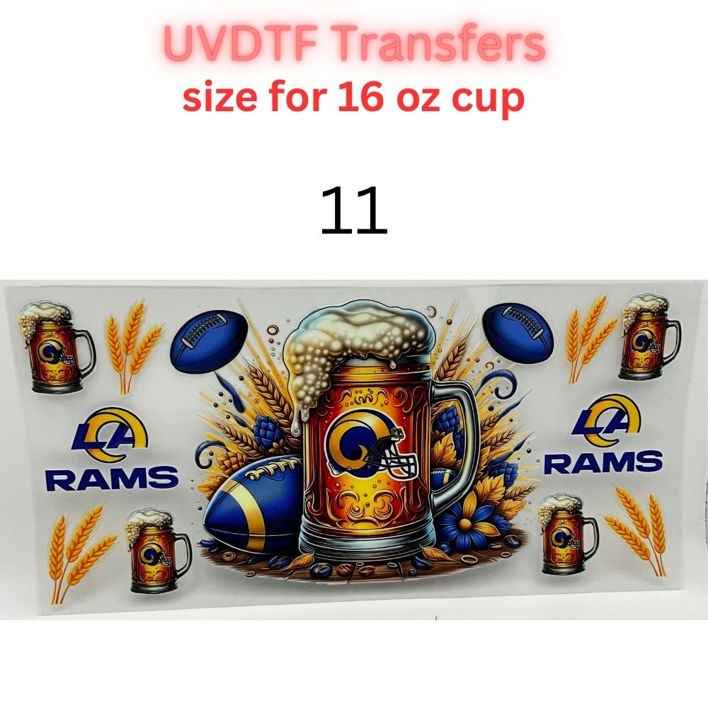 Football Beer Mug UV DTF Transfers for 16 oz Cups | Game Day Football Cup Decals | Ready to Apply
