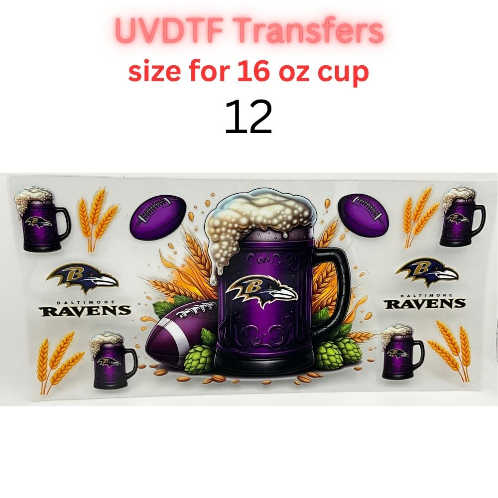Football Beer Mug UV DTF Transfers for 16 oz Cups | Game Day Football Cup Decals | Ready to Apply