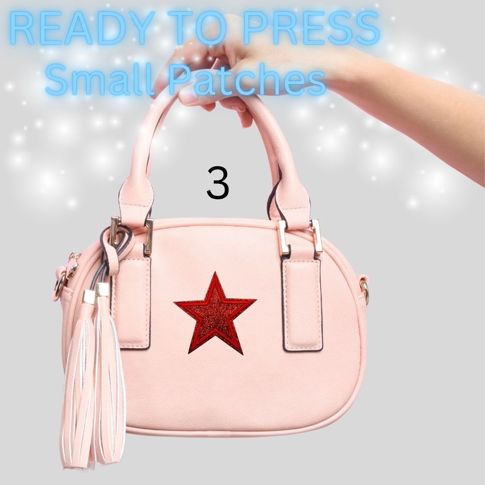 Glitter Star Iron-On Patch | Small Sparkle Star Patch | Heat Transfer Patch for Bags, Hats & Clothing | 16 Color Options