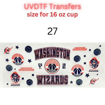 Pro Basketball City Team Inspired Wraps | UVDTF 16oz Glass Can Transfer | Pro Hoops Fan Cup Decals | Game Day Tumbler Wrap