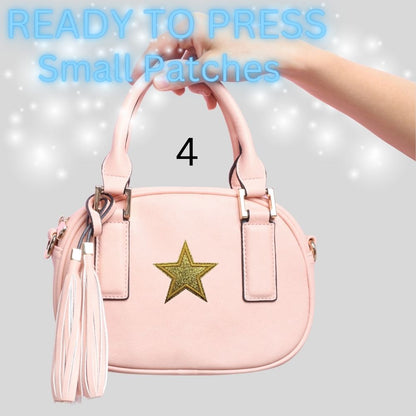 Glitter Star Iron-On Patch | Small Sparkle Star Patch | Heat Transfer Patch for Bags, Hats & Clothing | 16 Color Options
