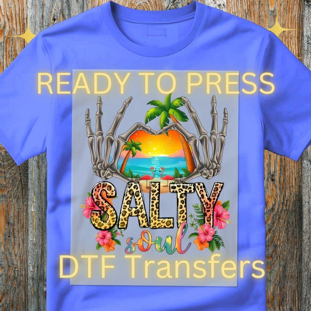 Summer Salty Soul DTF Transfer – Bright Beach Vibe Ready to Press Heat Press Design
