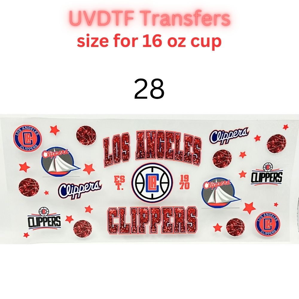 Pro Basketball City Team Inspired Wraps | UVDTF 16oz Glass Can Transfer | Pro Hoops Fan Cup Decals | Game Day Tumbler Wrap