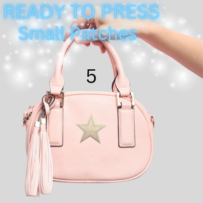 Glitter Star Iron-On Patch | Small Sparkle Star Patch | Heat Transfer Patch for Bags, Hats & Clothing | 16 Color Options