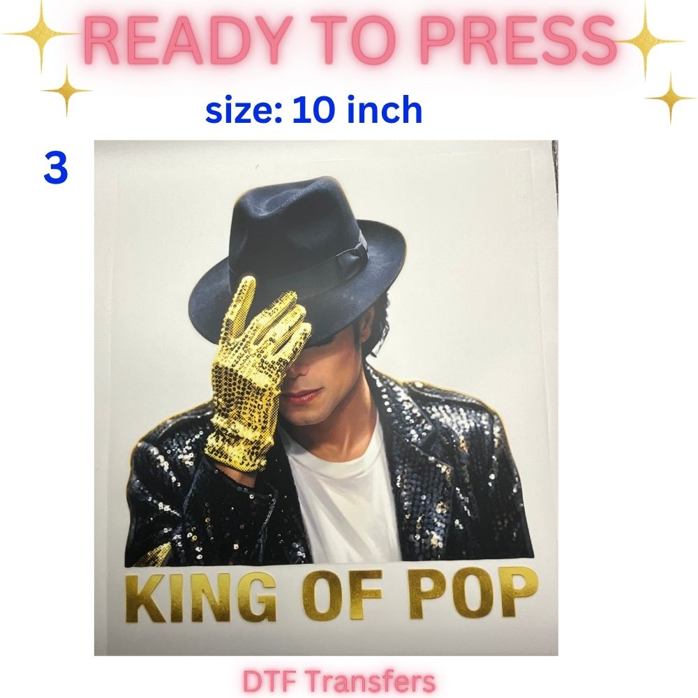King of Pop Inspired DTF Transfer | Music Legend Tribute Heat Transfer | Ready to Press | 10 Inch Transfer | Dance Icon Design