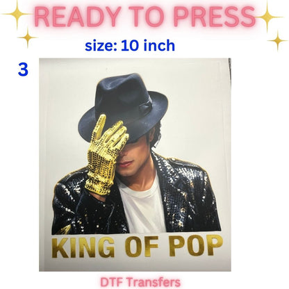 King of Pop Inspired DTF Transfer | Music Legend Tribute Heat Transfer | Ready to Press | 10 Inch Transfer | Dance Icon Design