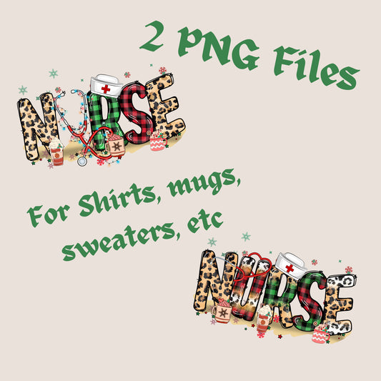 Nurse Christmas PNG Designs – Festive Sublimation Files with Stethoscope & Holiday Patterns