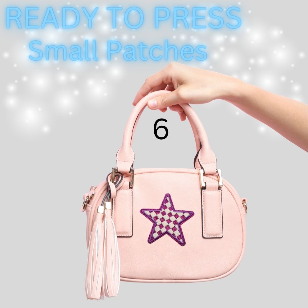 Star Iron-On Patch | Glitter Checkered Star Patch | Heat Transfer Embroidered Patch | Small Fashion Patch for Bags, Hats & Clothing