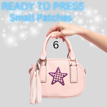 Star Iron-On Patch | Glitter Checkered Star Patch | Heat Transfer Embroidered Patch | Small Fashion Patch for Bags, Hats & Clothing
