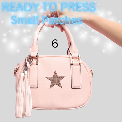 Glitter Star Iron-On Patch | Small Sparkle Star Patch | Heat Transfer Patch for Bags, Hats & Clothing | 16 Color Options
