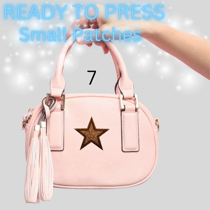 Glitter Star Iron-On Patch | Small Sparkle Star Patch | Heat Transfer Patch for Bags, Hats & Clothing | 16 Color Options