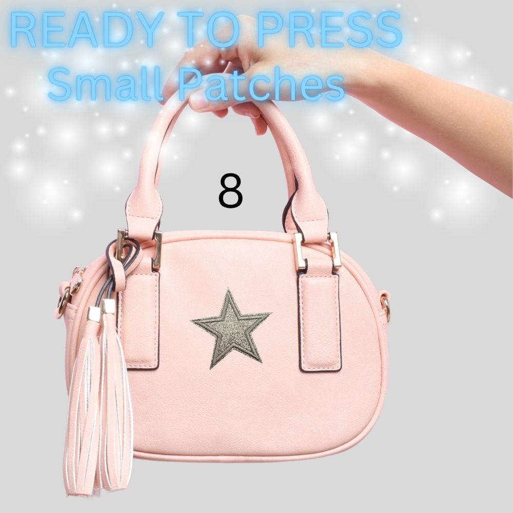 Glitter Star Iron-On Patch | Small Sparkle Star Patch | Heat Transfer Patch for Bags, Hats & Clothing | 16 Color Options