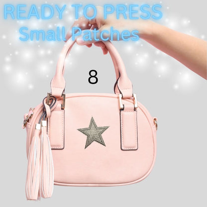 Glitter Star Iron-On Patch | Small Sparkle Star Patch | Heat Transfer Patch for Bags, Hats & Clothing | 16 Color Options
