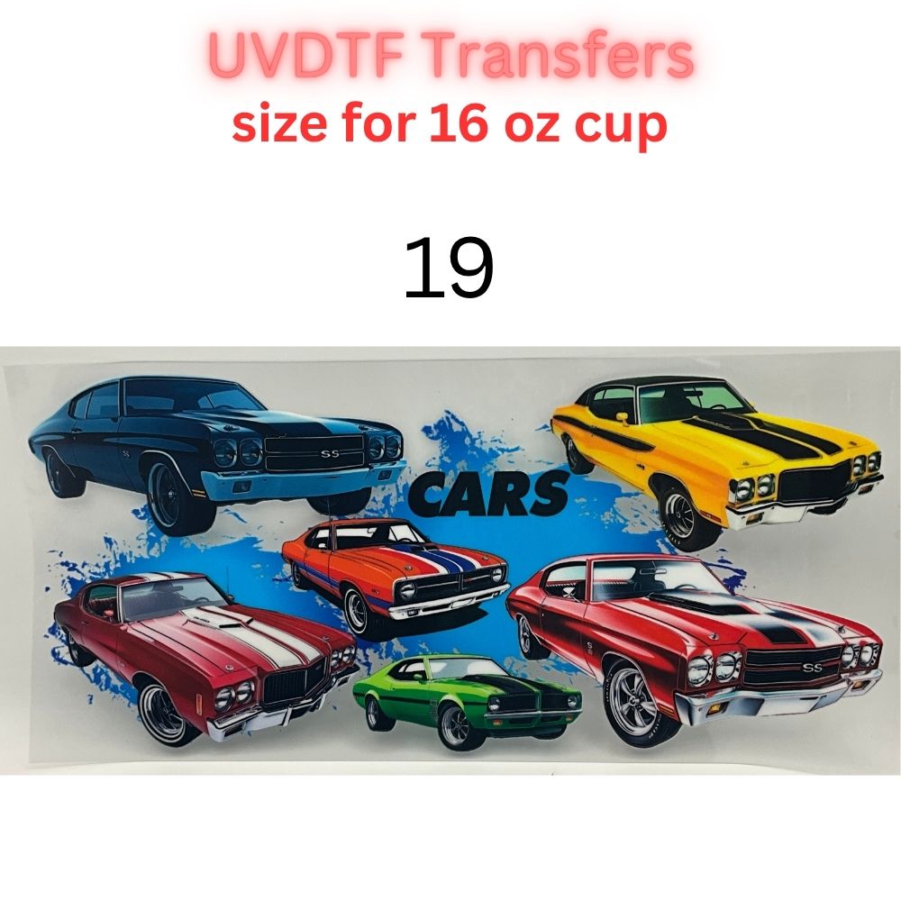 Classic & Vintage Car UV DTF Cup Transfers – 16 oz