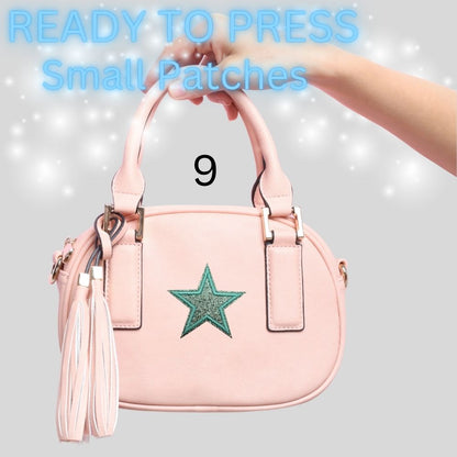 Glitter Star Iron-On Patch | Small Sparkle Star Patch | Heat Transfer Patch for Bags, Hats & Clothing | 16 Color Options